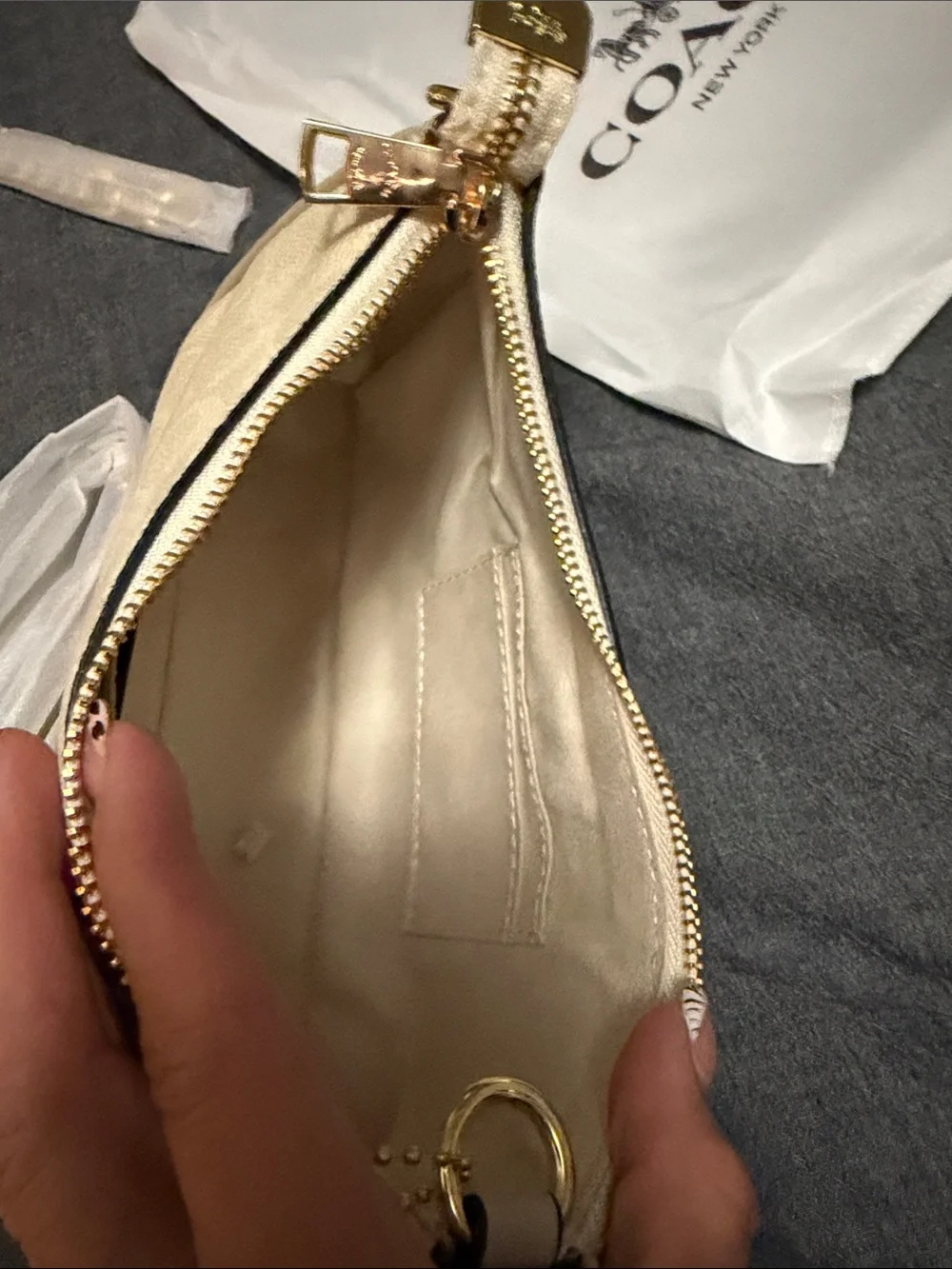 Coach Cream Signature Crossbody Bag with Gold Hardware